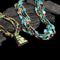 Daniel Coriz (Kewa, 20th/21st century) — Four-strand Necklace, with Sterling Silver Mosaic Inlay Pendant, PLUS