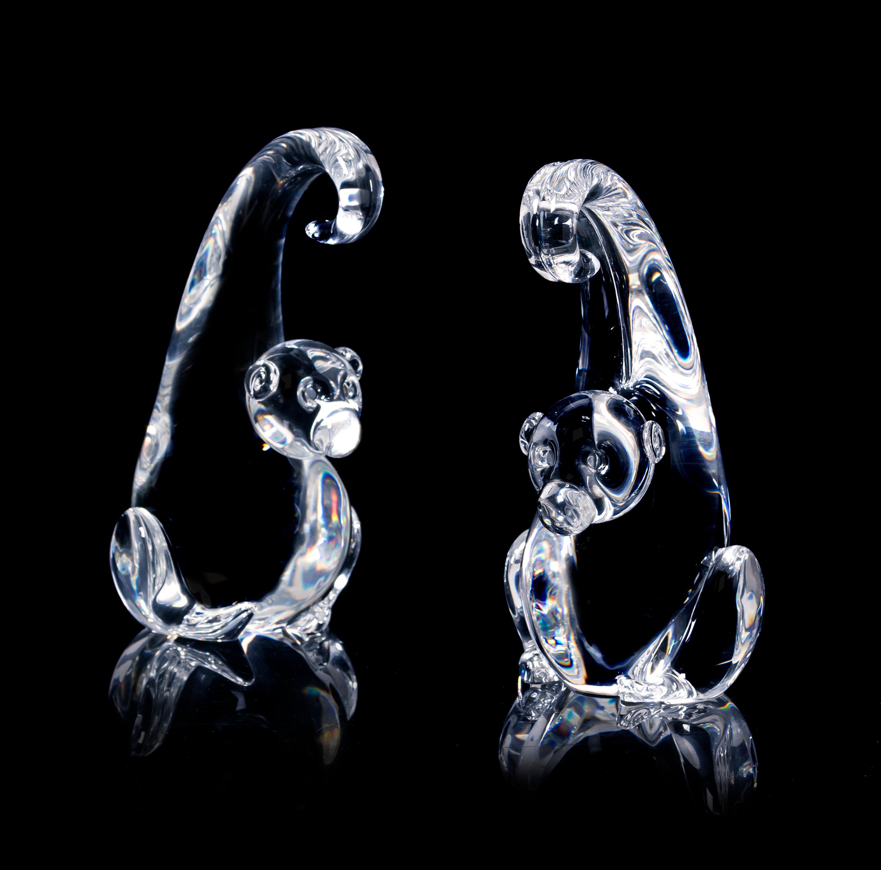 A Pair of Steuben Glass Sculptures, Height 6 1/4 inches.