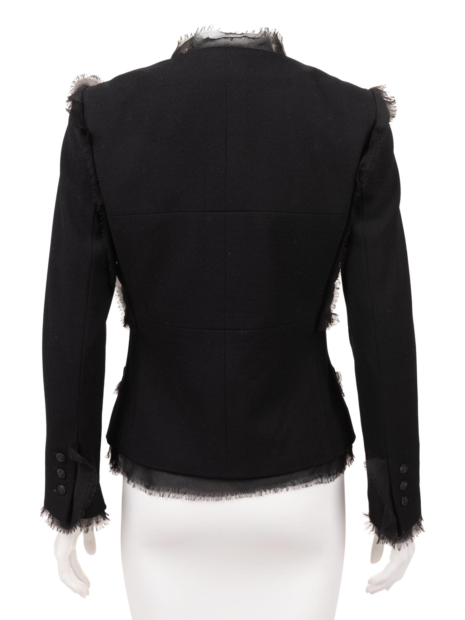 Chanel Wool Jacket with Ruched Chiffon, 1990-2000s