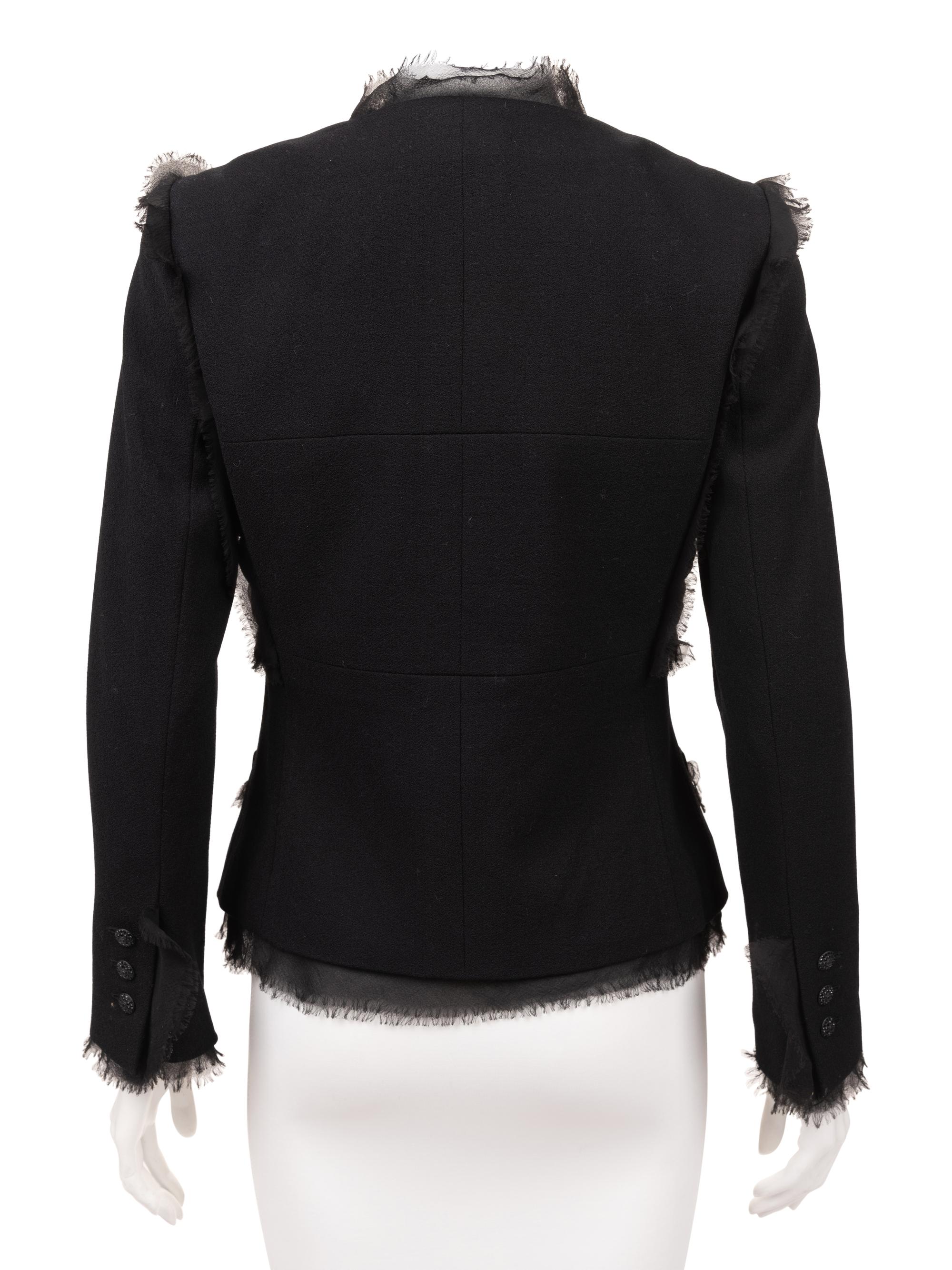 Chanel Wool Jacket with Ruched Chiffon, 1990-2000s