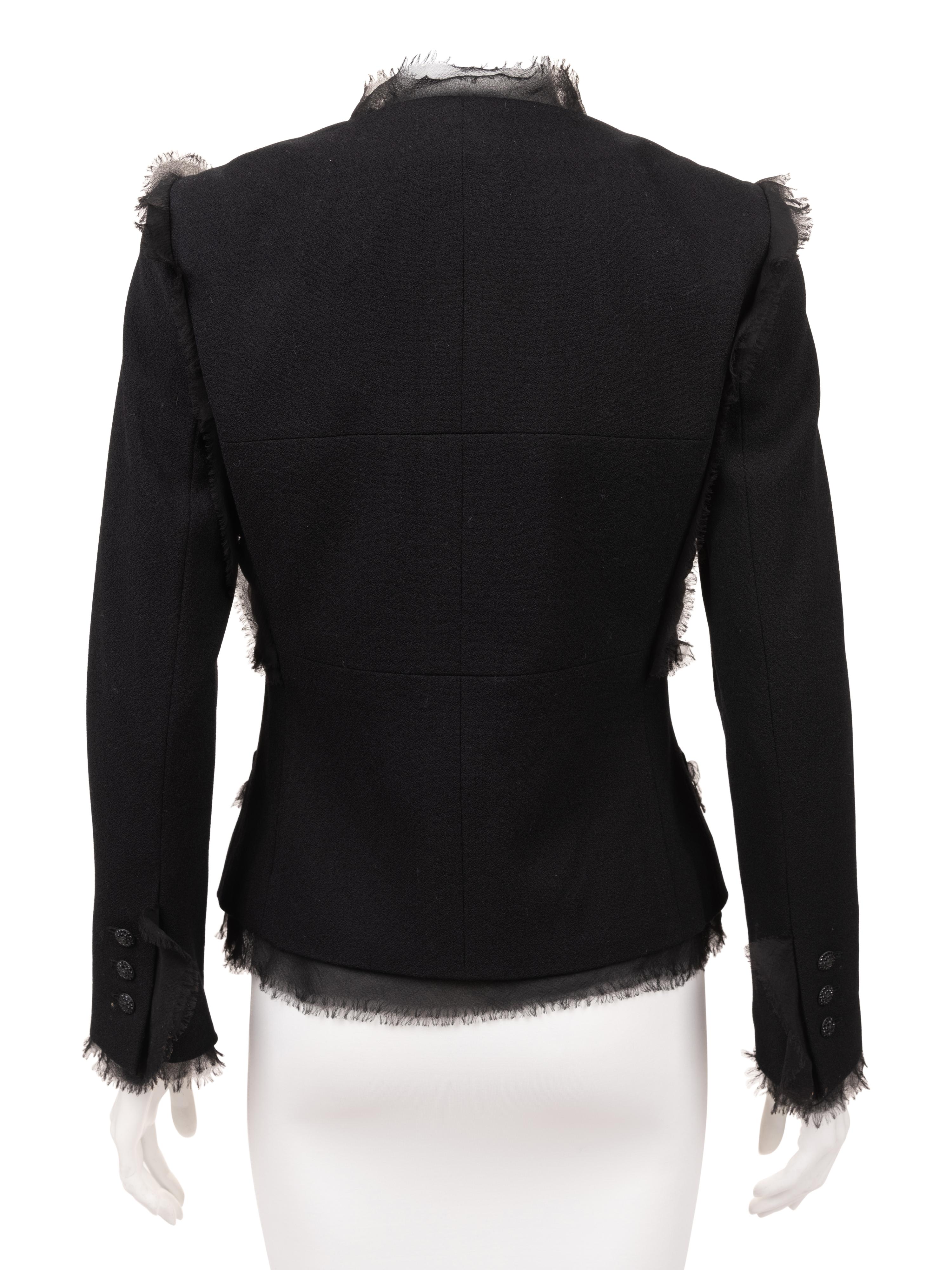 Chanel Wool Jacket with Ruched Chiffon, 1990-2000s