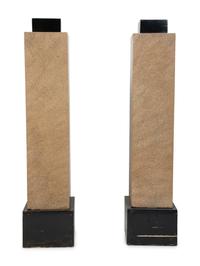 A Pair of Art Deco Style Faux-Porphyry Parcel Ebonized Pedestals — 20TH CENTURY