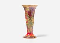 A Wedgwood Flame Fairyland Lustre "Butterfly Women" Footed Vase, UK, 1920s