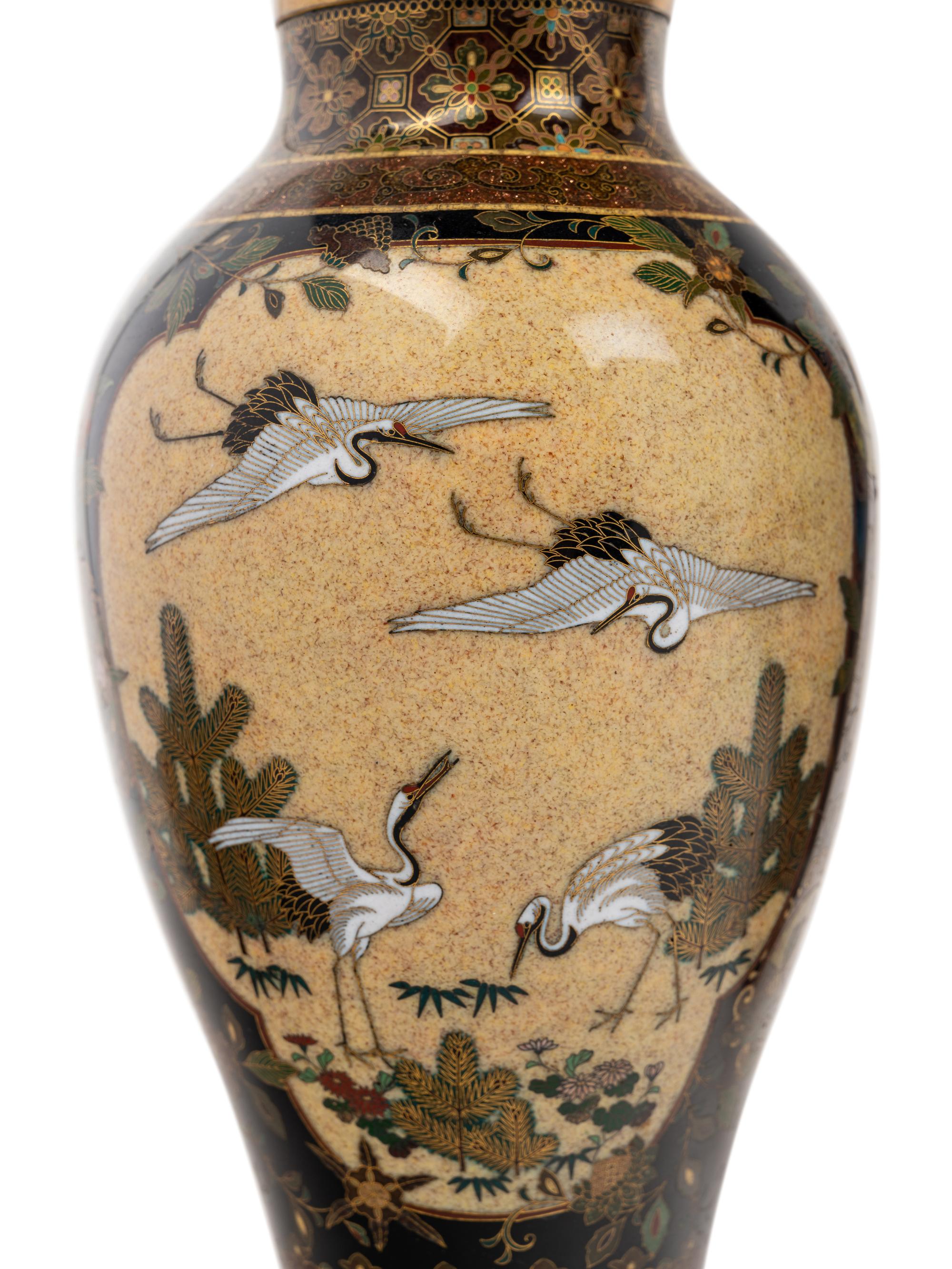 Seven Japanese Brown Ground Cloisonné Enameled Articles