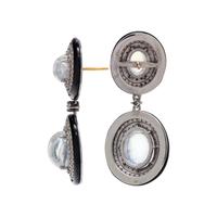 MOONSTONE AND DIAMOND EARRINGS