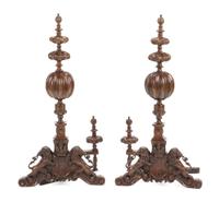 A Pair of Baroque Style Bronze Chenets Height 37 inches. — 18TH/19TH CENTURY