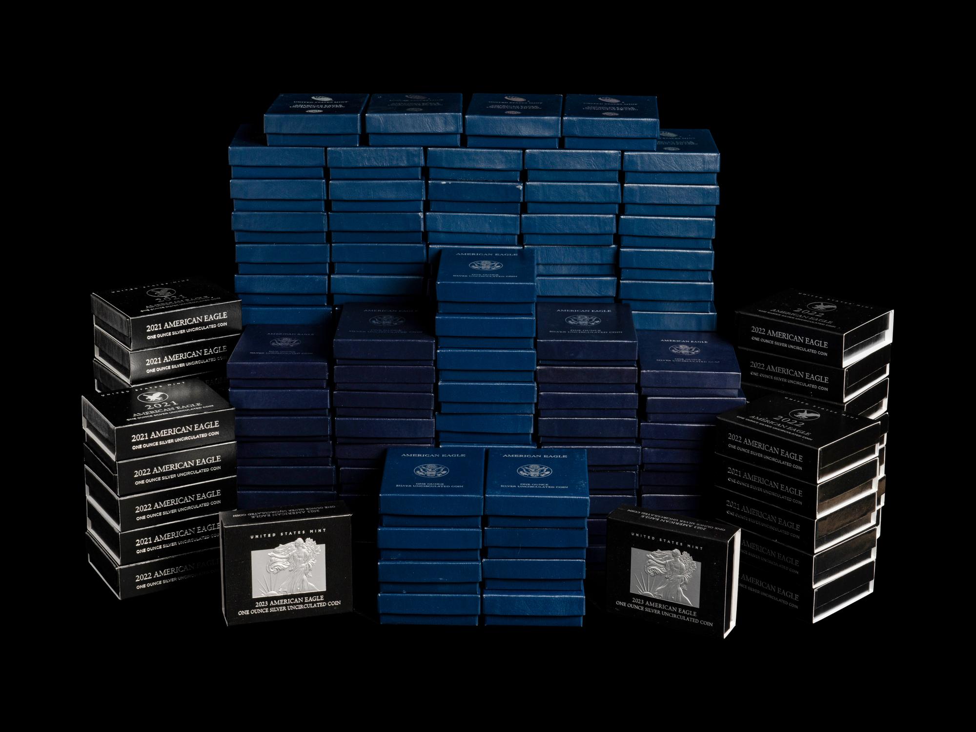 A Collection of One Hundred and Forty-One Silver Eagle $1 Coins