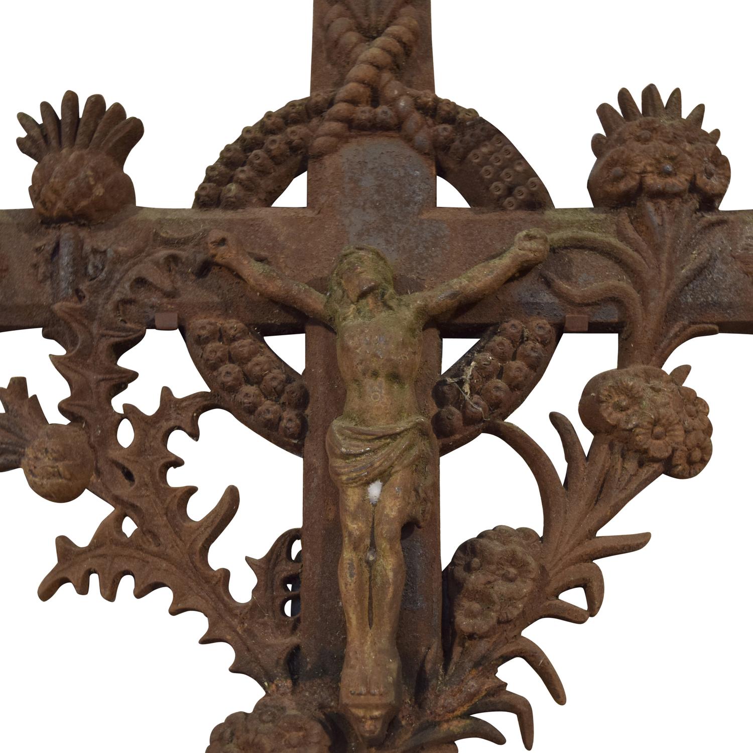 A Cast Iron Crucifix 26.5" W x 4" D x 44" H — France, Early 20th Century