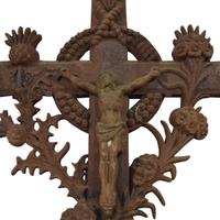 A Cast Iron Crucifix 26.5" W x 4" D x 44" H — France, Early 20th Century