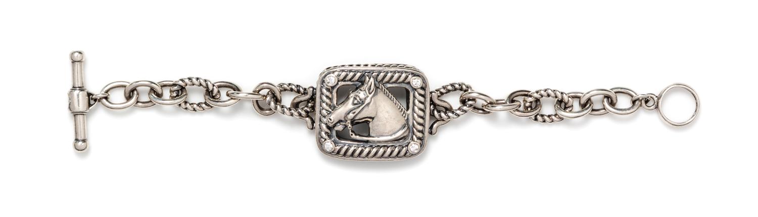 A Sterling Silver and Diamond Horse Motif Bracelet, Kieselstein-Cord, Circa 2004, 29.70 dwts.