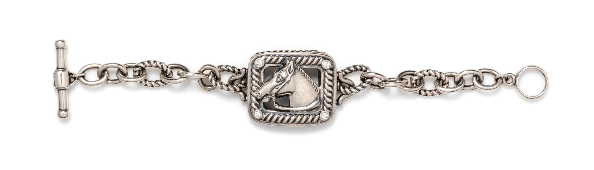 A Sterling Silver and Diamond Horse Motif Bracelet, Kieselstein-Cord, Circa 2004, 29.70 dwts.