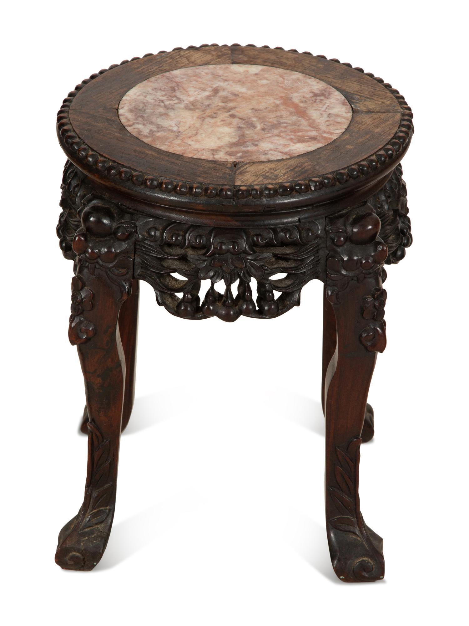 Three Chinese Carved Hardwood Stands — 20th Century