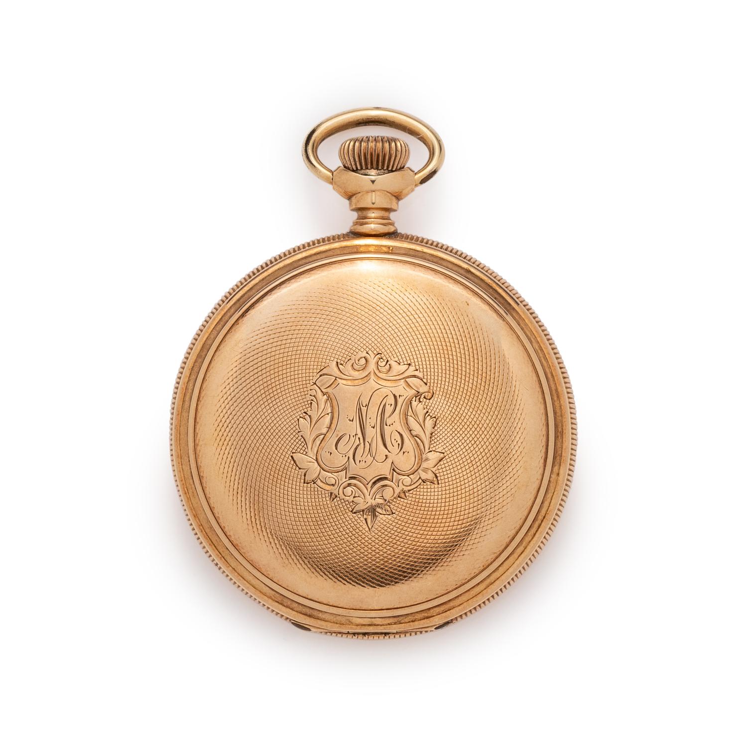 ELGIN, 14K YELLOW GOLD HUNTER CASE POCKET WATCH