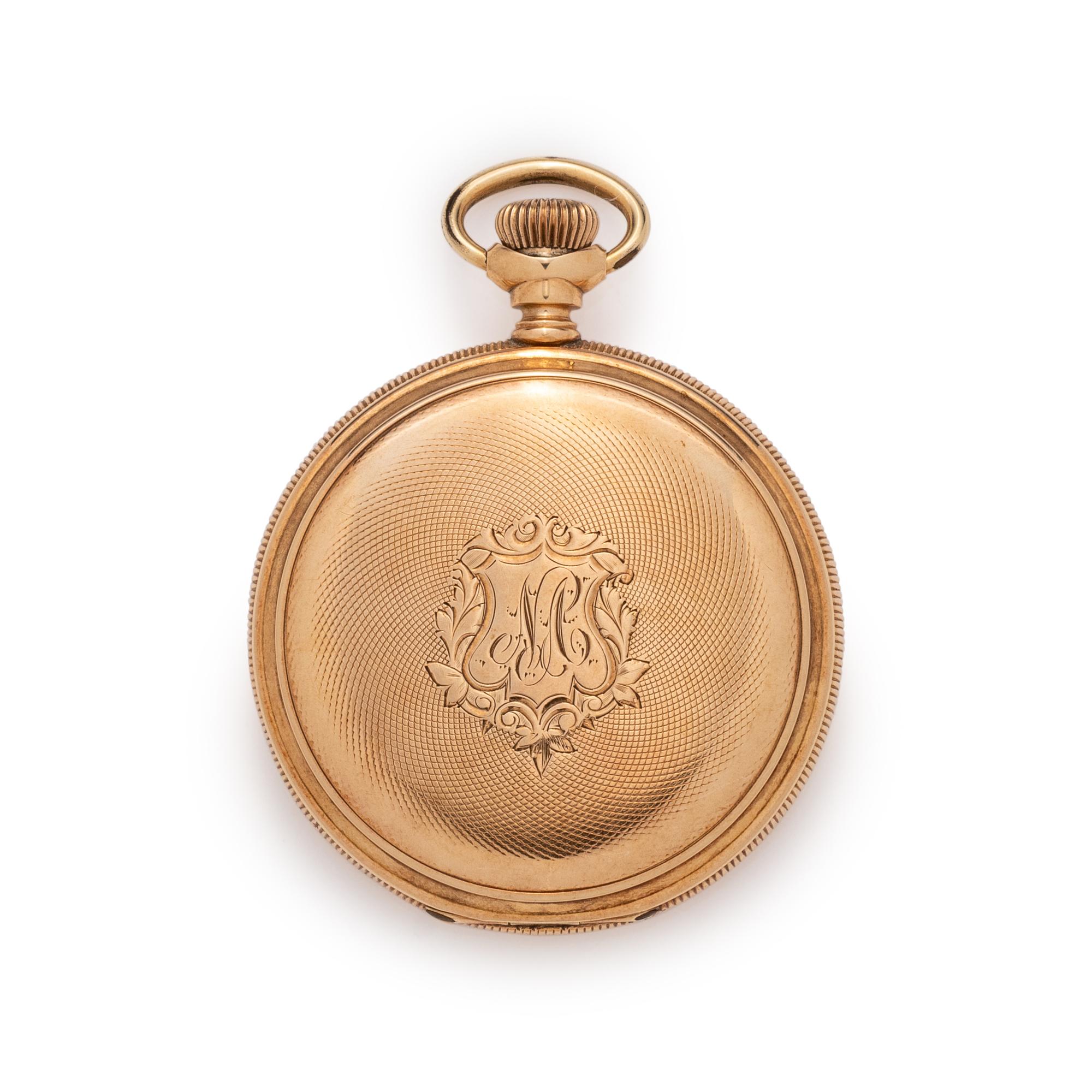 ELGIN, 14K YELLOW GOLD HUNTER CASE POCKET WATCH