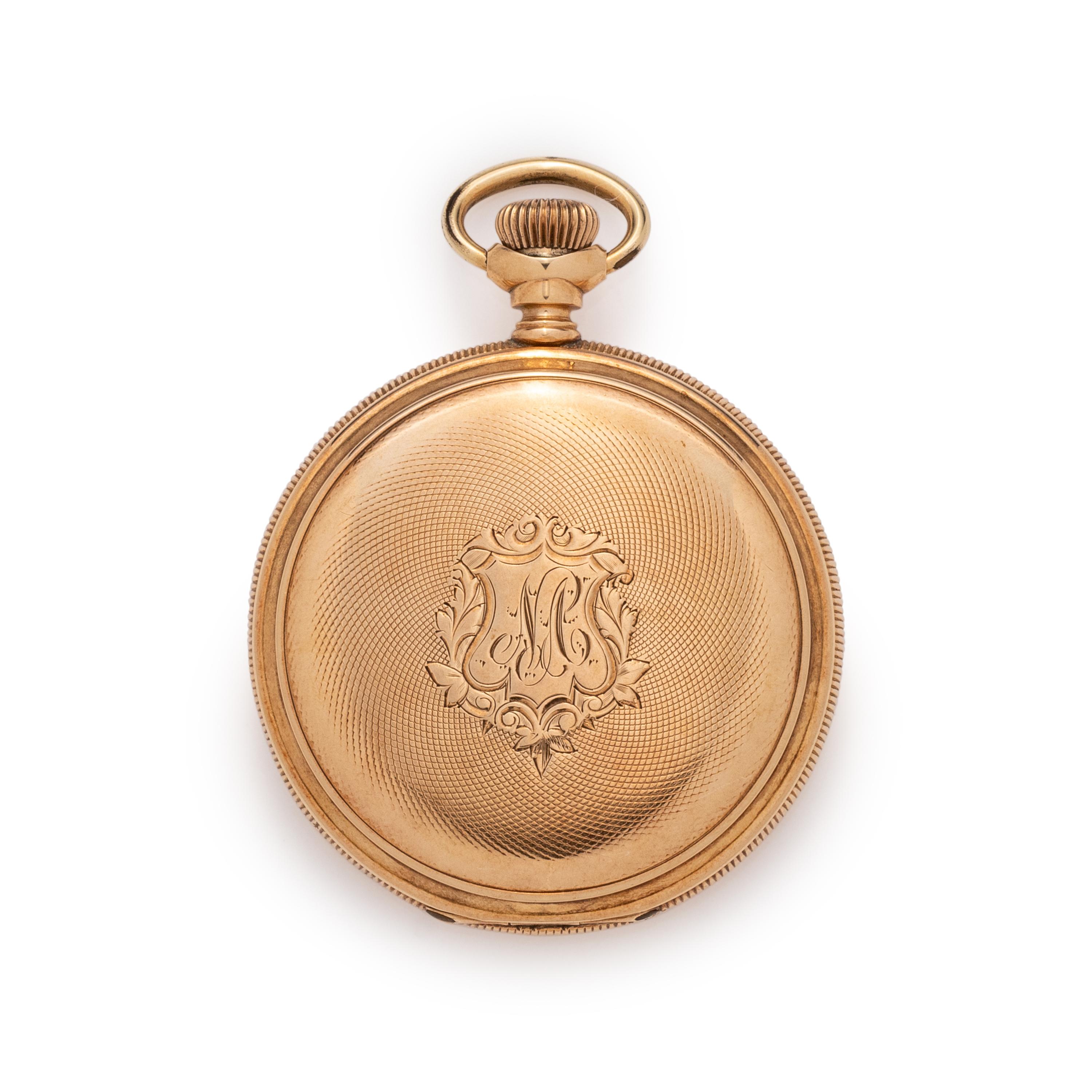 ELGIN, 14K YELLOW GOLD HUNTER CASE POCKET WATCH