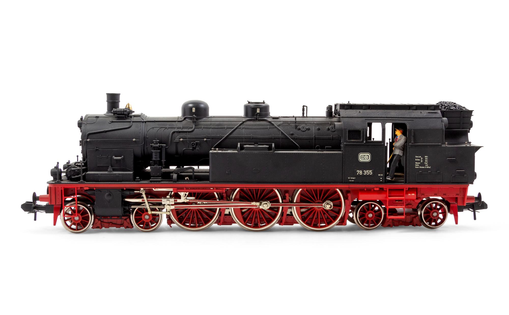 A Marklin: LGB Polychrome G-Gauge DB 4-6-4 Locomotive, Box Car and Open-Hopper Car
