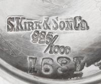 A Pair of American Silver Vases, S. Kirk & Son, Baltimore, MD, each of the bodies decorated with an elaborate garden scene, one depicti