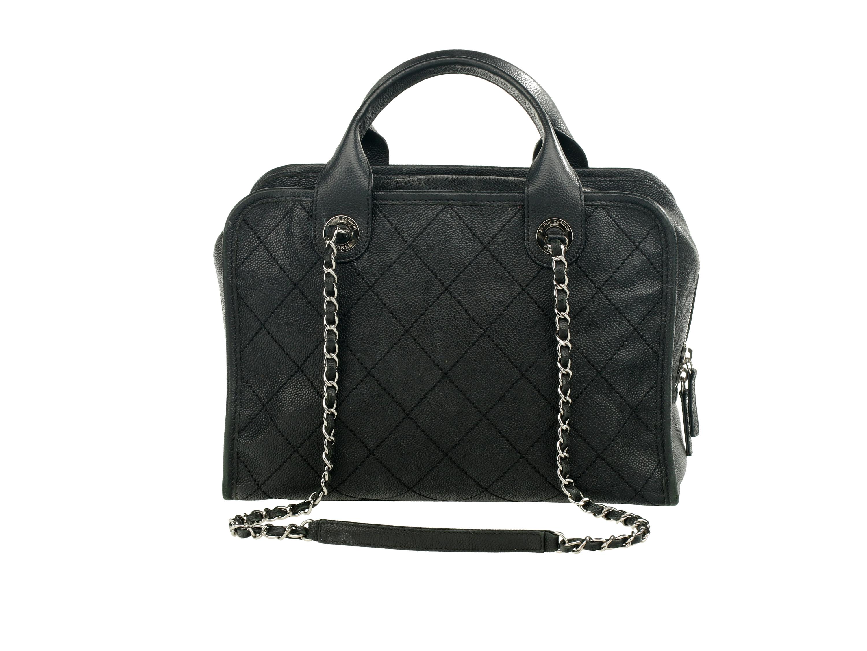 Chan el Deauville Small Tote in Quilted Caviar Leather