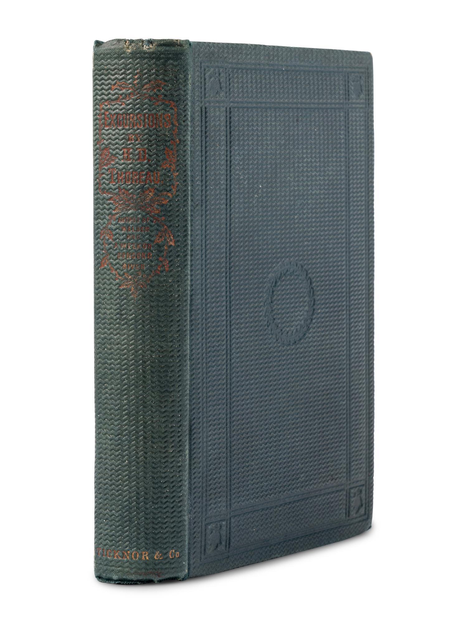 THOREAU, Henry David (1817-1862). Excursions . Boston: Ticknor and Fields, 1863.