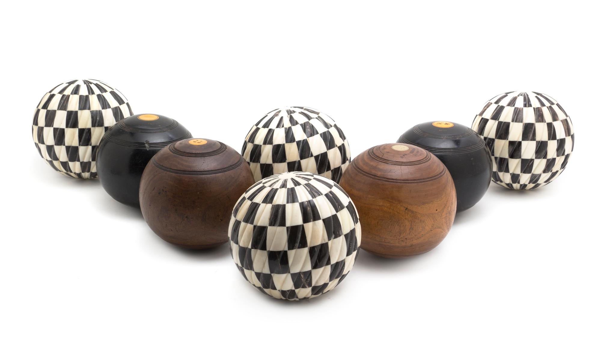 Two Partial Sets of Bocce Balls, Average diameter 5 1/2 inches.
