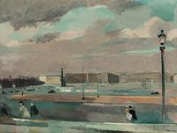 Bridge at Charenton and La Concorde , a pair of paintings Jacques Mauny (French, 1893-1962) and Emile Bouneau (French, 1902-1970)