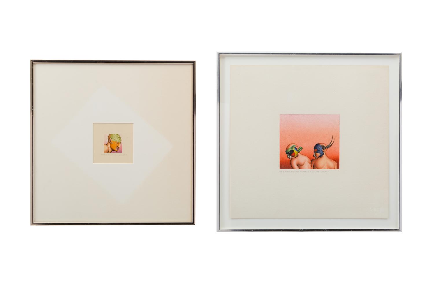 Pataecus Fronto Marchio, 1977 and Red-Throated Bee-Eater and Barn Swallow , 1978 (a pair of works)