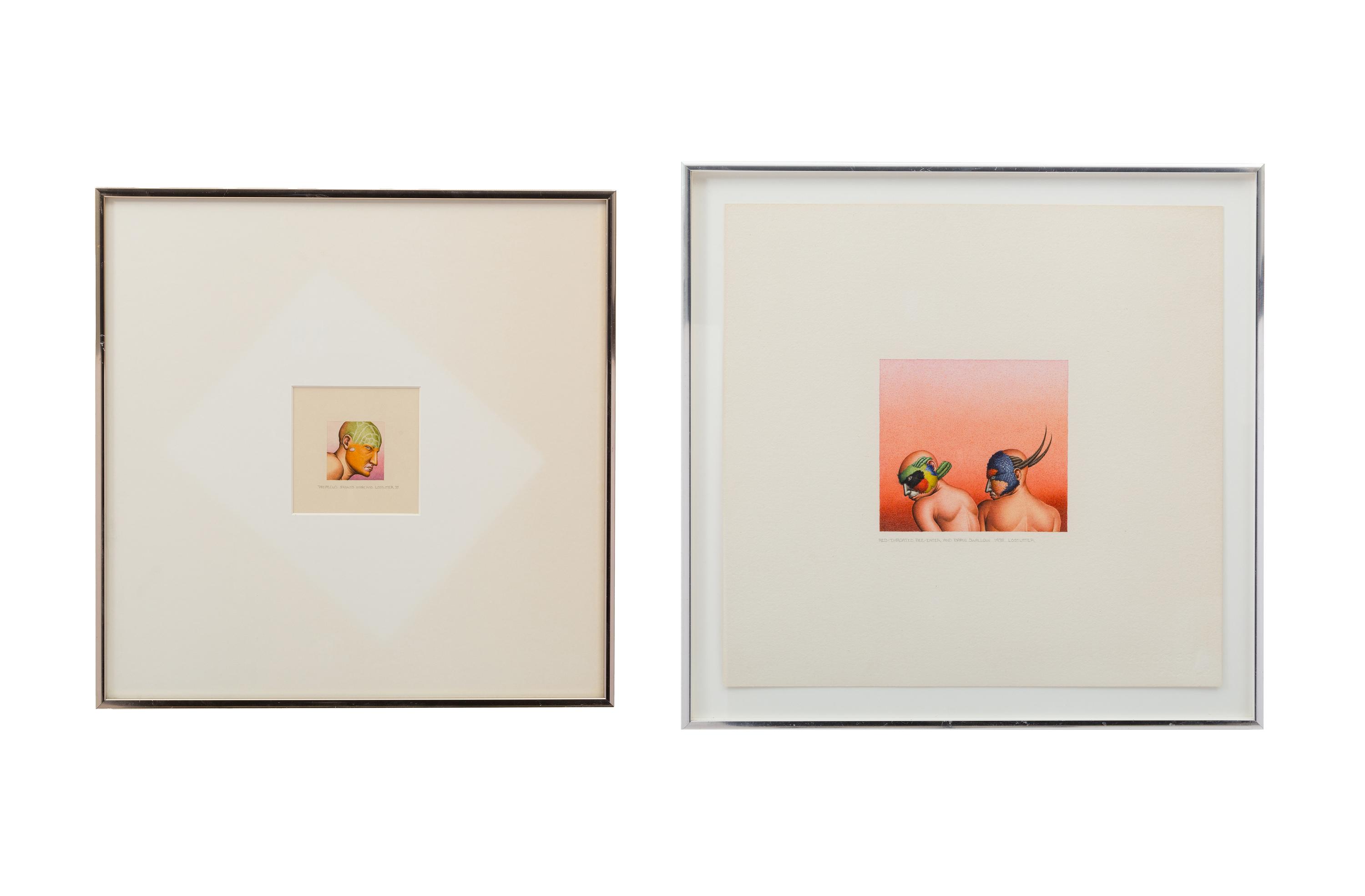 Pataecus Fronto Marchio, 1977 and Red-Throated Bee-Eater and Barn Swallow , 1978 (a pair of works)
