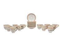 A Set of Twelve Royal Copenhagen Flora Danica Porcelain Teacups and Saucers