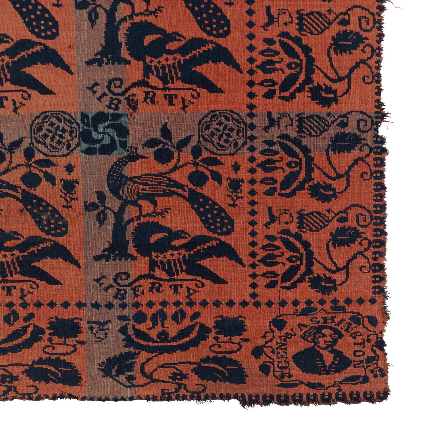 A Jacquard Woven Cotton and Wool Coverlet