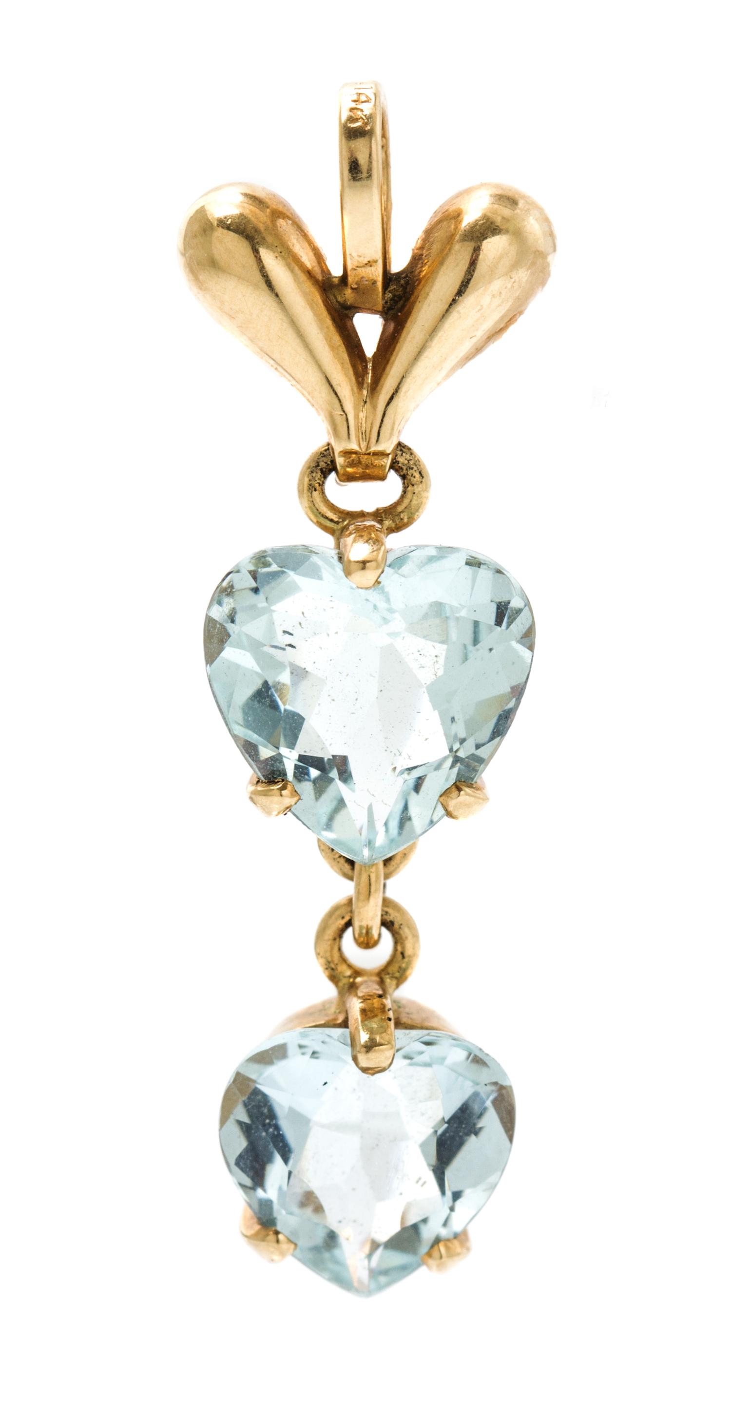 A 14 Karat Yellow Gold and Aquamarine Pendant, 3.00 dwts.