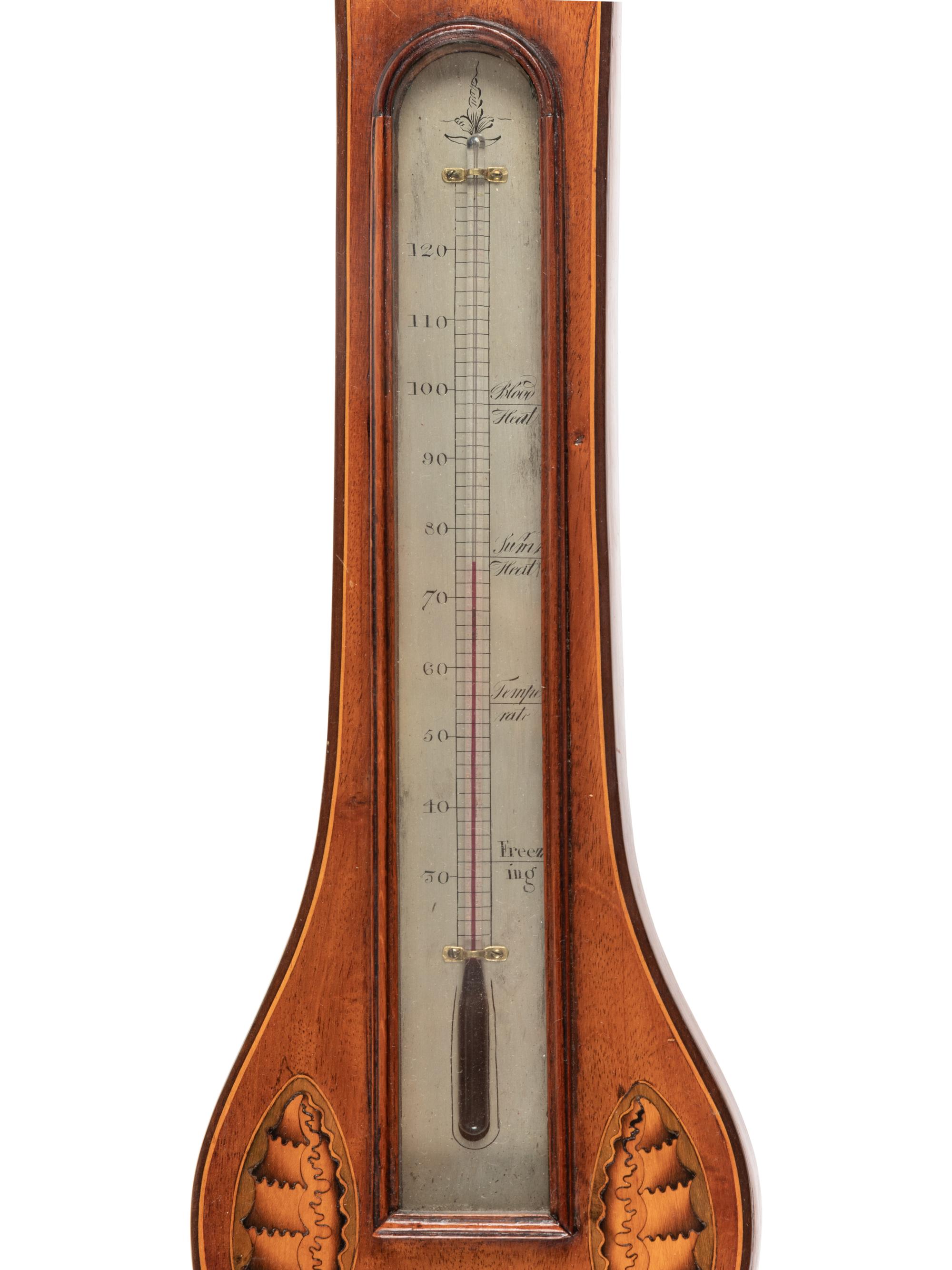 A Regency Mahogany Marquetry Wheel Barometer