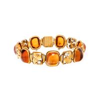 EDWARD EVERETT OAKES, ARTS & CRAFTS, YELLOW GOLD, CITRINE AND DIAMOND BRACELET