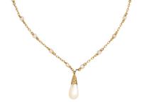 COLLECTION OF YELLOW GOLD AND SEED PEARL NECKLACES