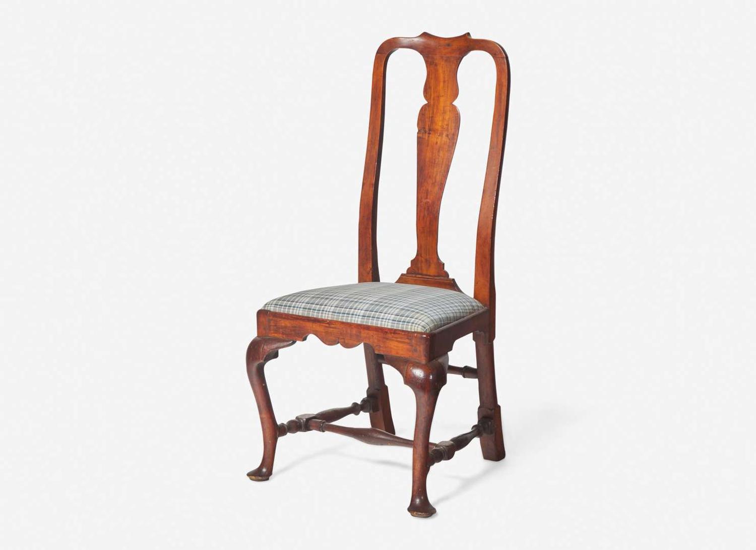 A Queen Anne carved maple side chair, probably Boston, MA, circa 1740