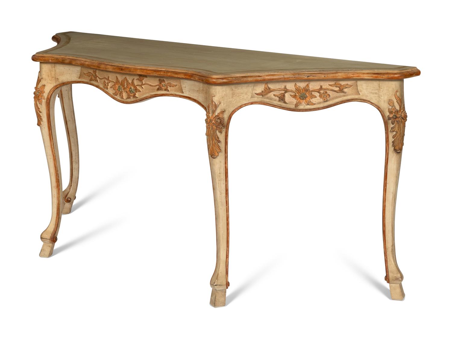 An Italian Rococo Style Cream-Painted Console Table
