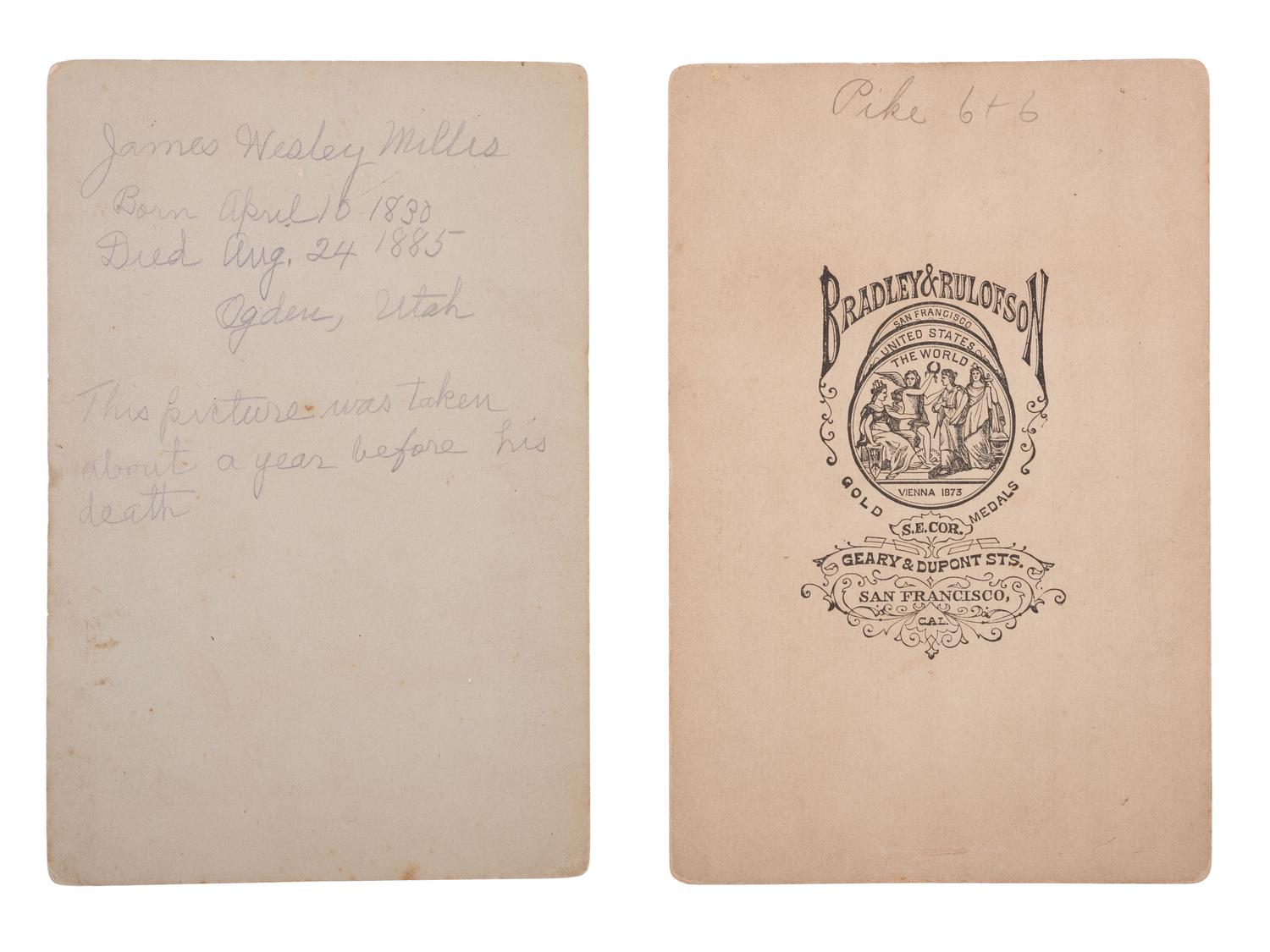 [CIVIL WAR] -- [FRATERNAL ORGANIZATIONS]. Masonic items associated with Confederate General Albert Pike (1809-1891) and 33rd Degree Mason James W. Millis of Ogden, Territory of Utah.