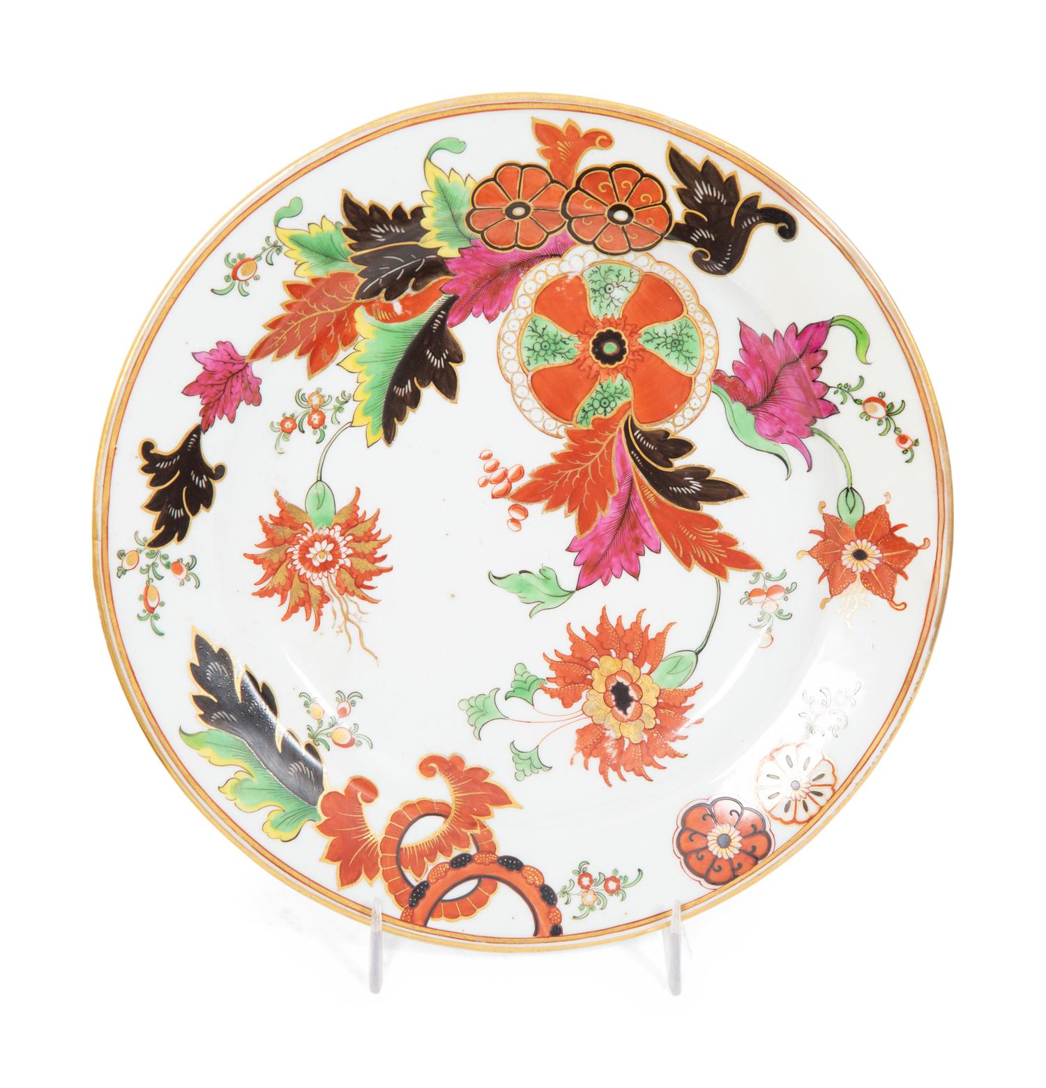 A Set of Six Pseudo-Chinese Export Porcelain Tobacco Leaf Plates