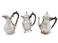 Two English Silver Small Teapots and a Silver Ewer — 19th/20th Century
