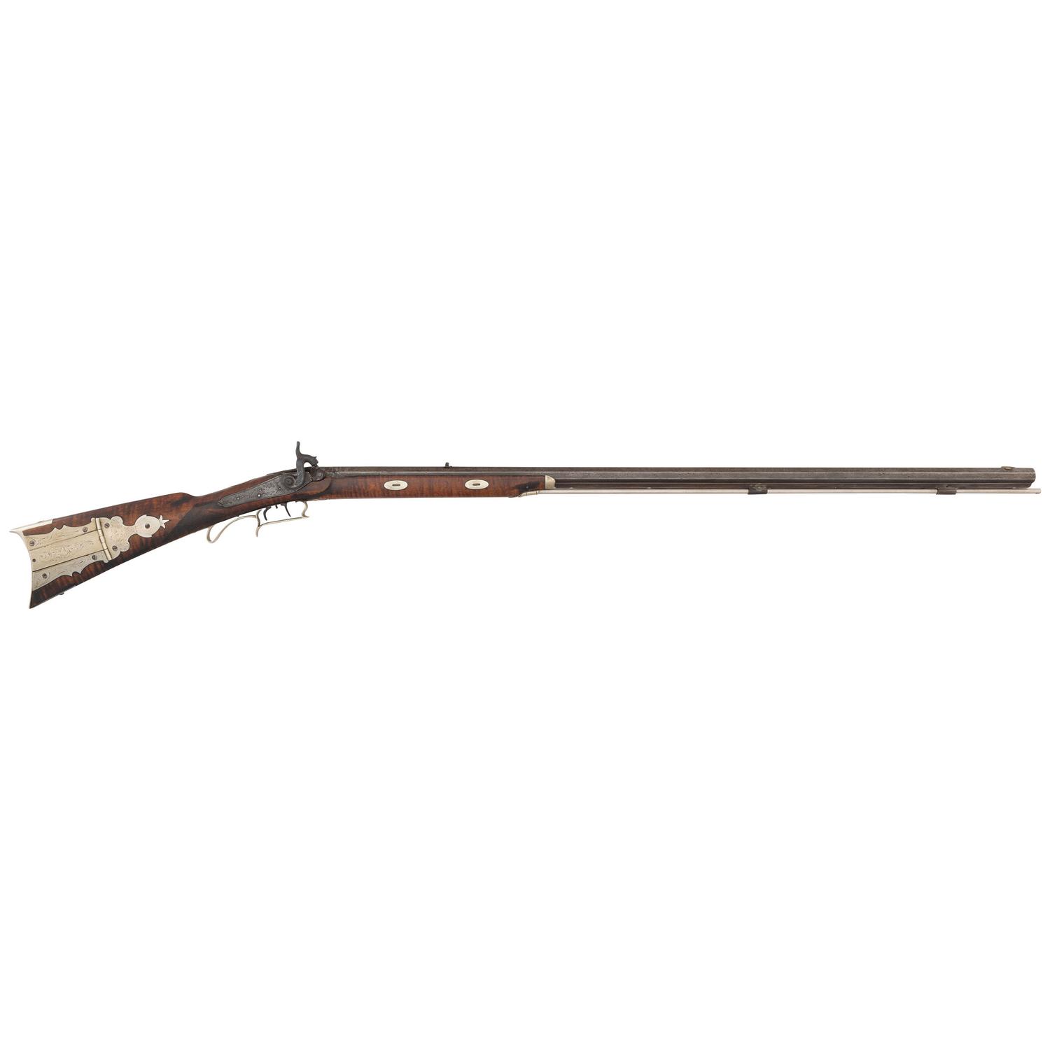 German Silver Mounted Tryon Half Stock Percussion Rifle