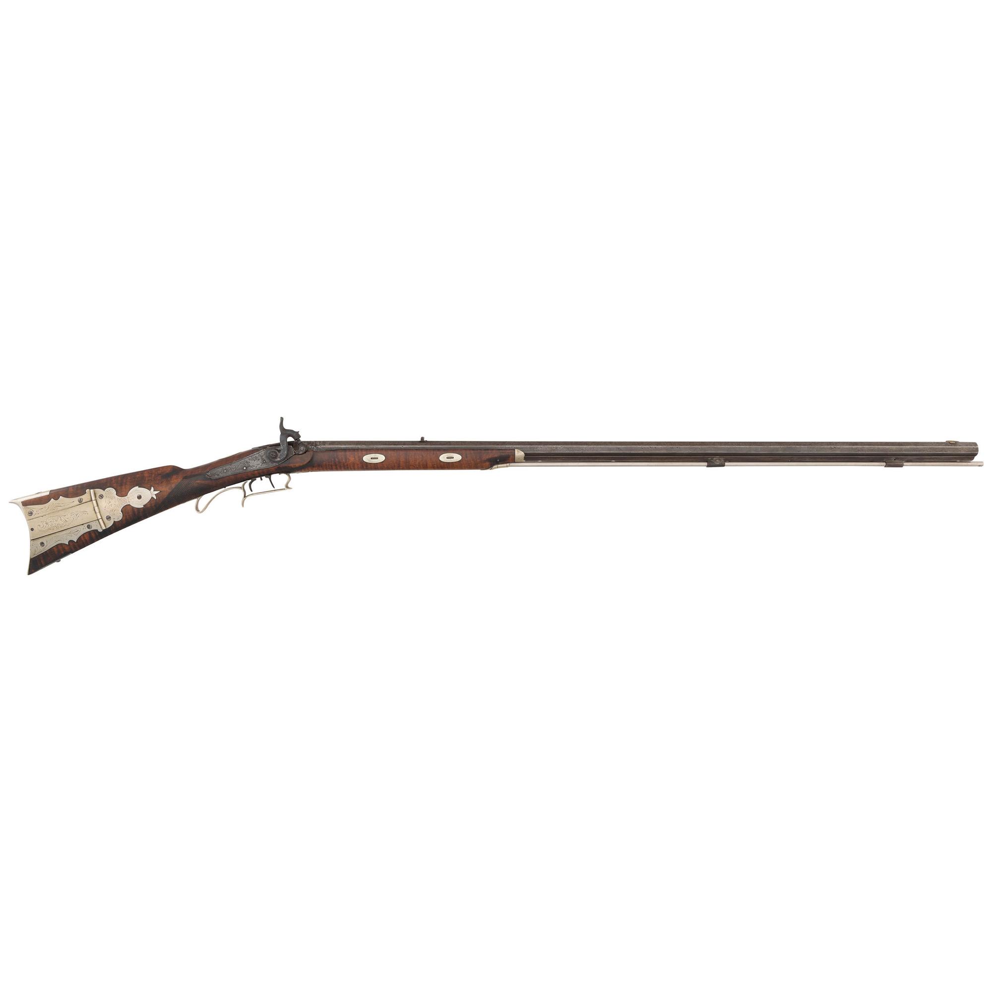 German Silver Mounted Tryon Half Stock Percussion Rifle