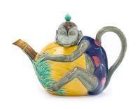 A Minton Majolica Zoomorphic Teapot Height 7 x width 9 3/4 inches. — 1874