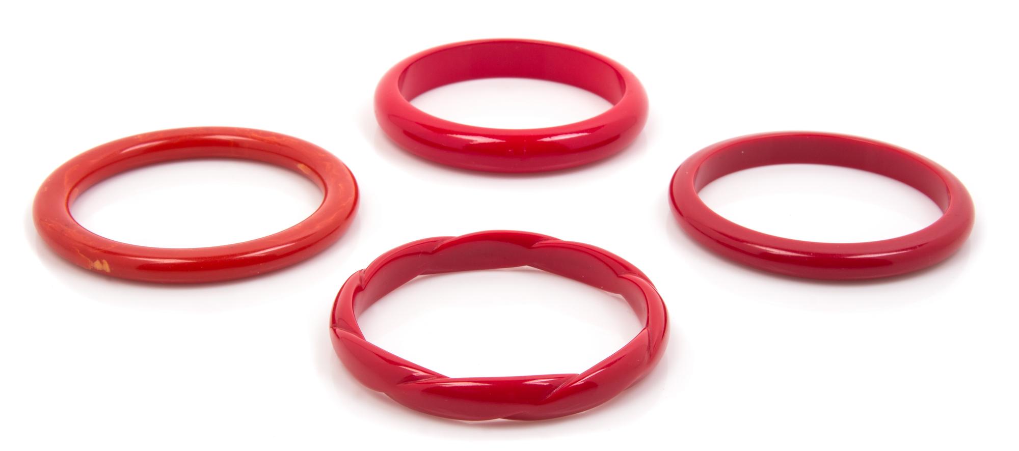 A Group of Red Bakelite Bangles,