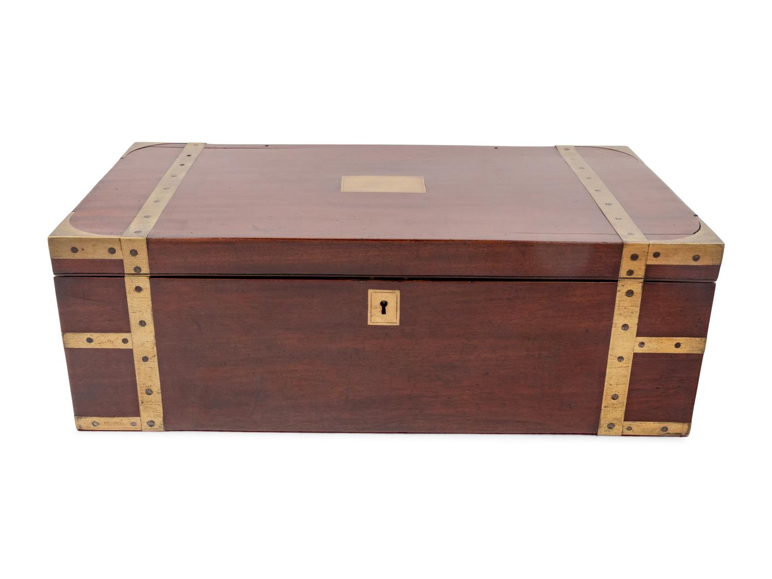 A Regency Brass-Inlaid Mahogany Writing and Reading Slope