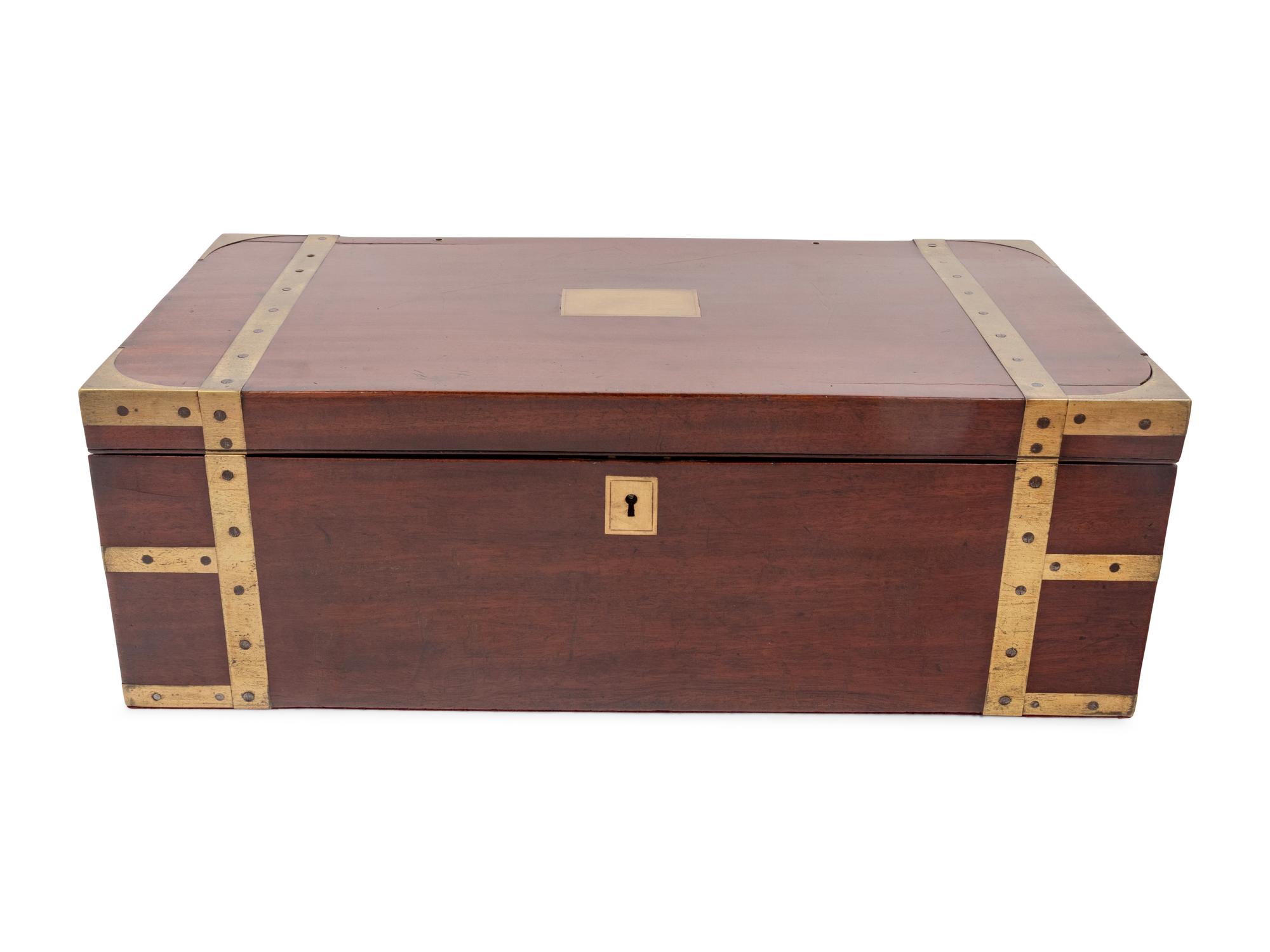 A Regency Brass-Inlaid Mahogany Writing and Reading Slope