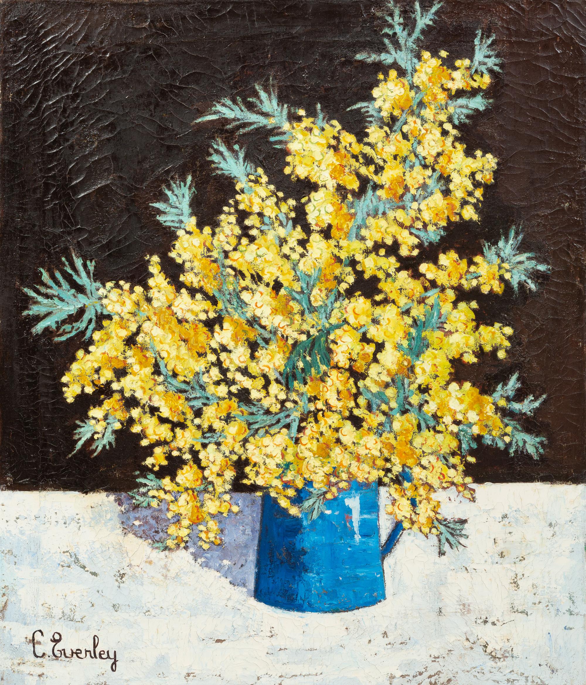 Peaches in a Blue and White Bowl , 1976, and Yellow Gorse in a Blue Pitcher (two works)