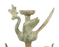 A Han Pottery Phoenix Oil Lamp