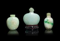 Three Chinese Jadeite Snuff Bottles