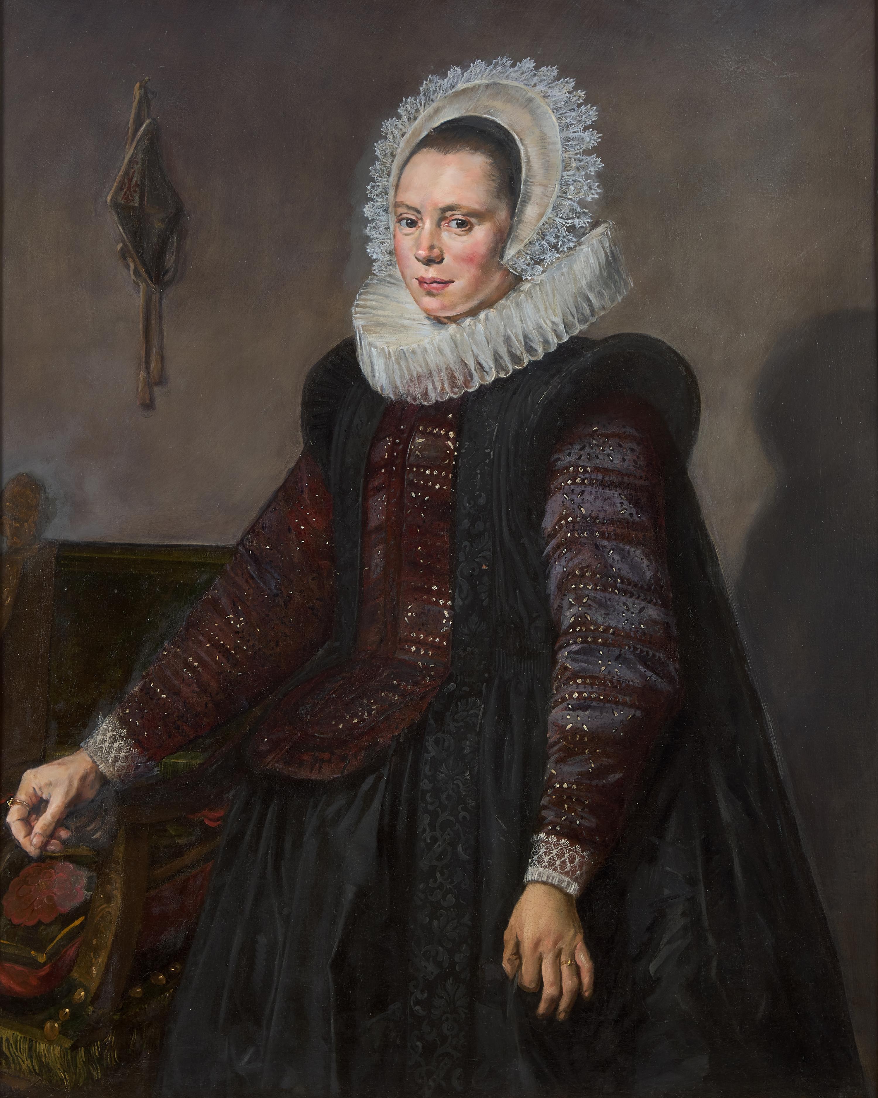 Circle of Frans Hals (Dutch, 1582-1666) — Portrait of a Lady, Three Quarter Length with a Hood and Ruff