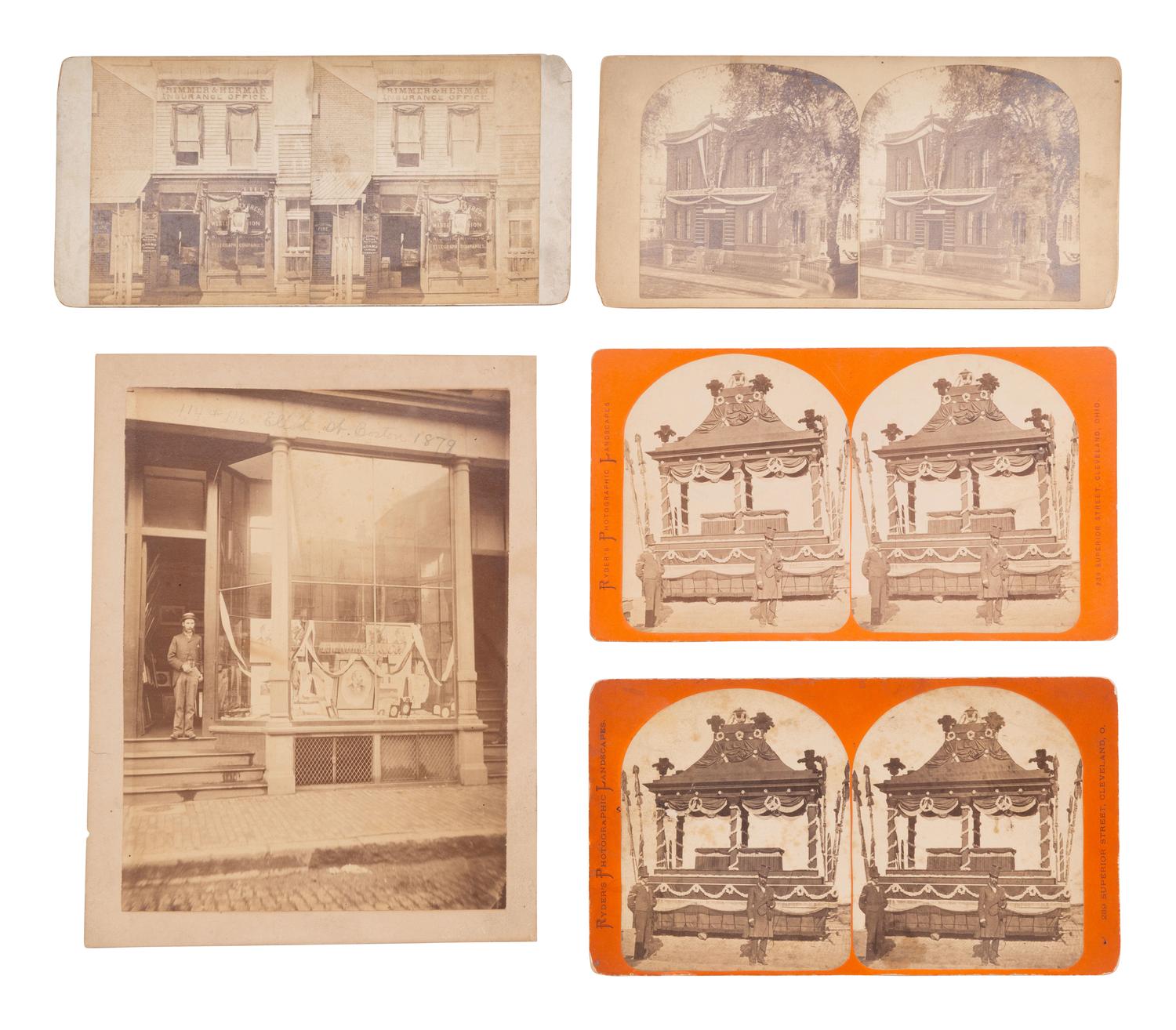[GARFIELD, JAMES A. (1831-1881)]. A collection of photographs related to Garfield and his assassination, incl. signed cabinet card.