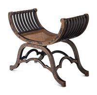 A Regency Style Japanned Curule Bench